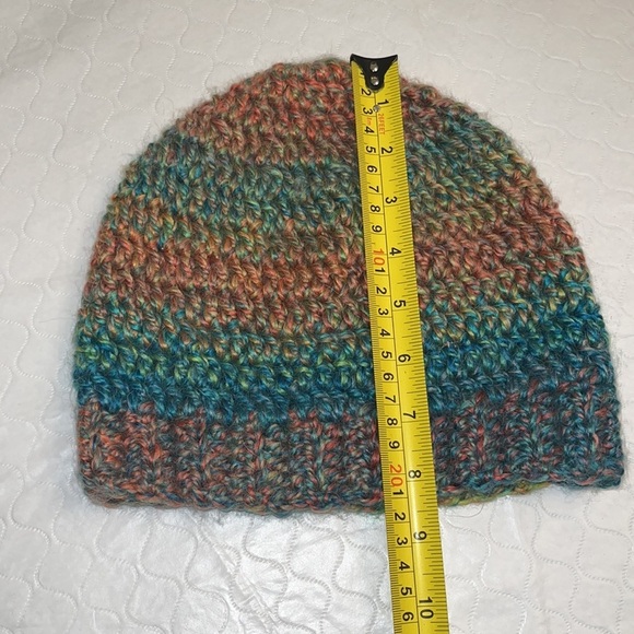 Handmade crochet rainbow acrylic & alpaca beanie main image 6